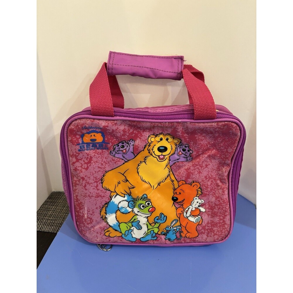 Bear in the Big Blue House Lunch Bag Pink Purple Soft Sided Zip Zipper Vintage
